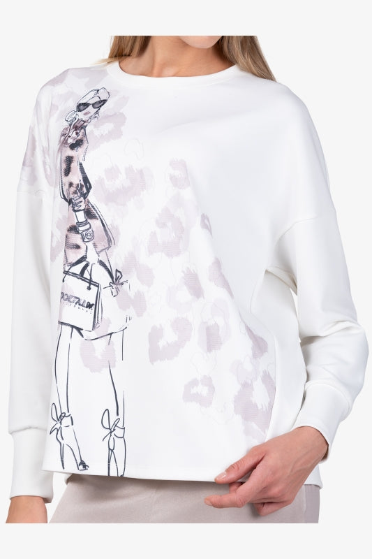 Cotton Sweatshirt with a Printed Design