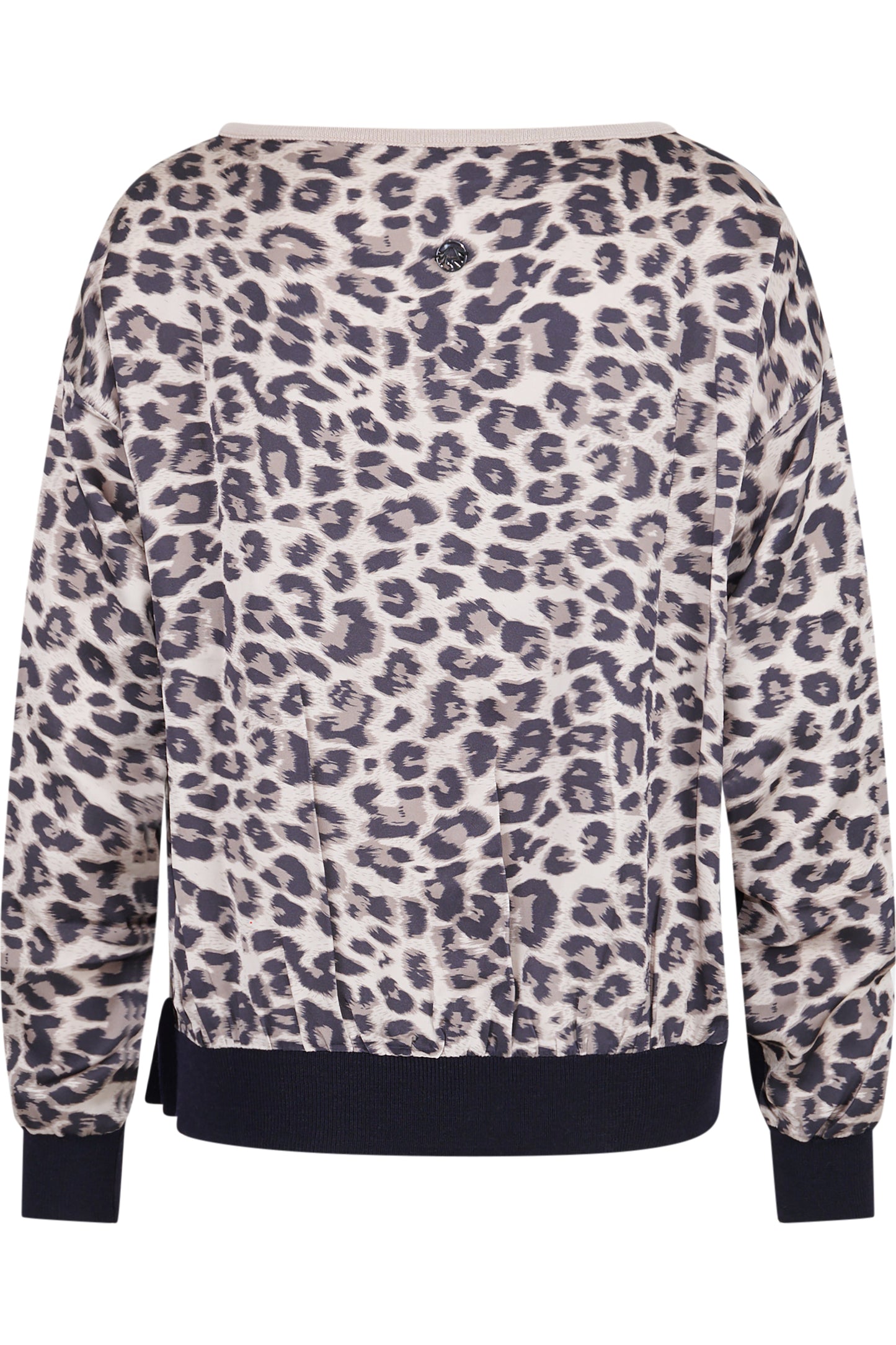 豹纹印花与条纹拼接针织上衣