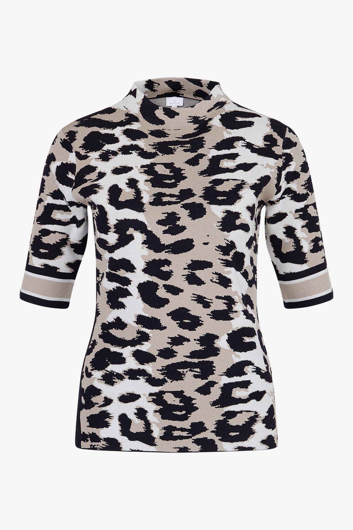 高领豹纹印花上衣