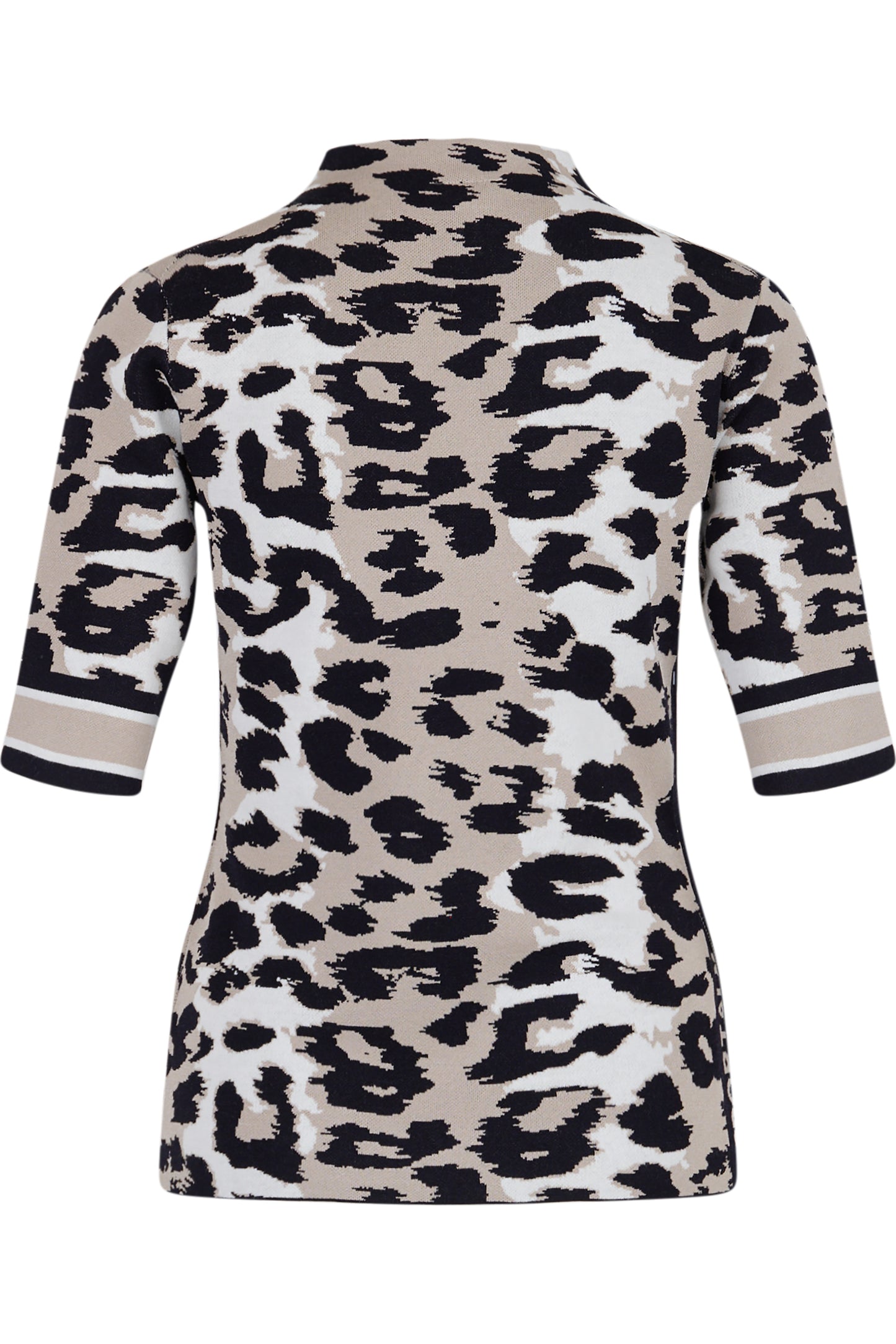 高领豹纹印花上衣