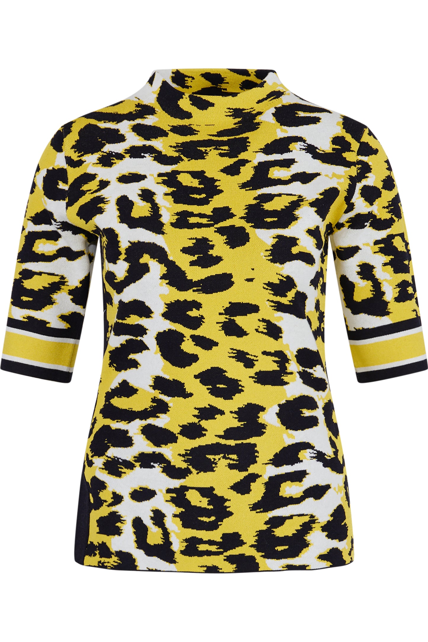 高领豹纹印花上衣