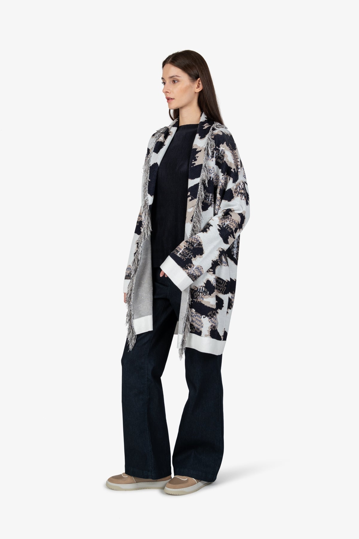 Knitted Coat with Shawl Collar
