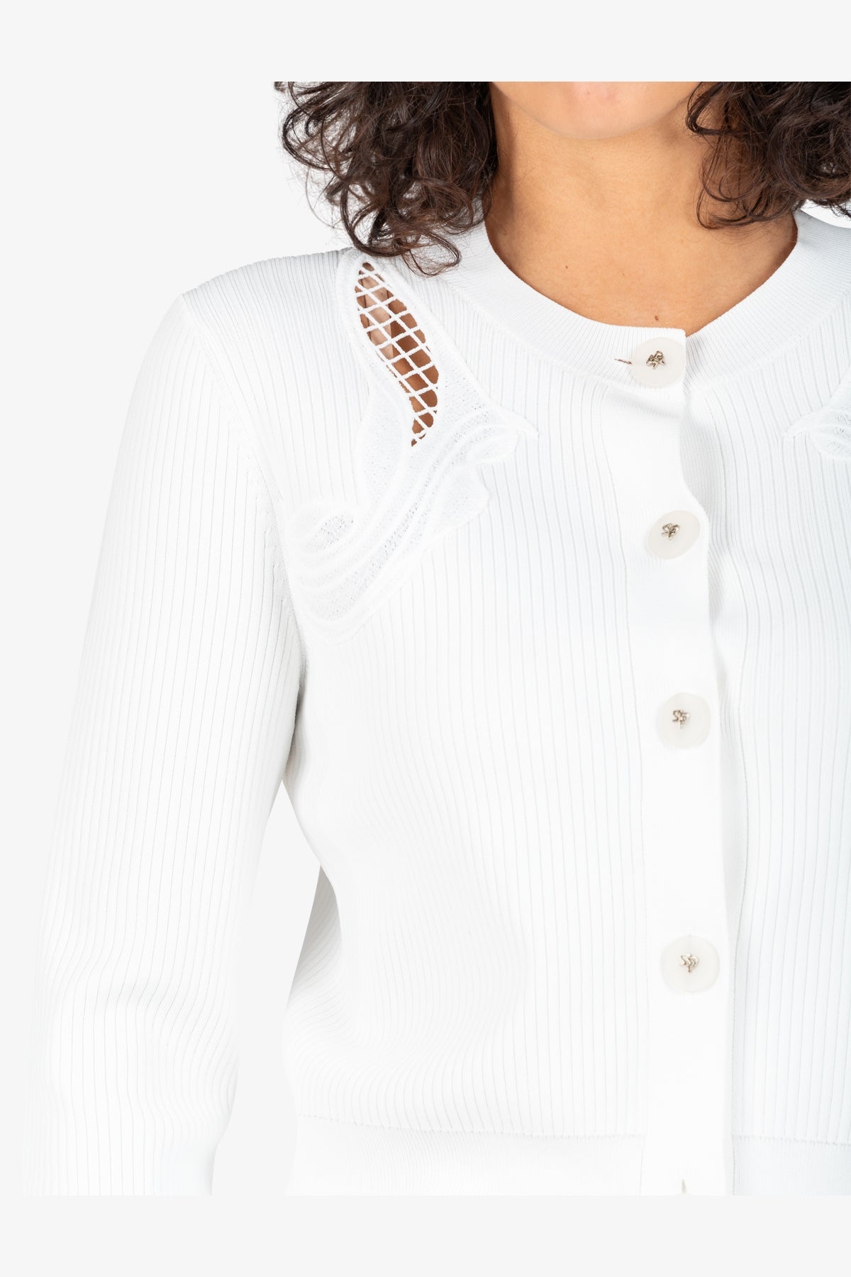 佩斯利刺绣圆领针织开衫