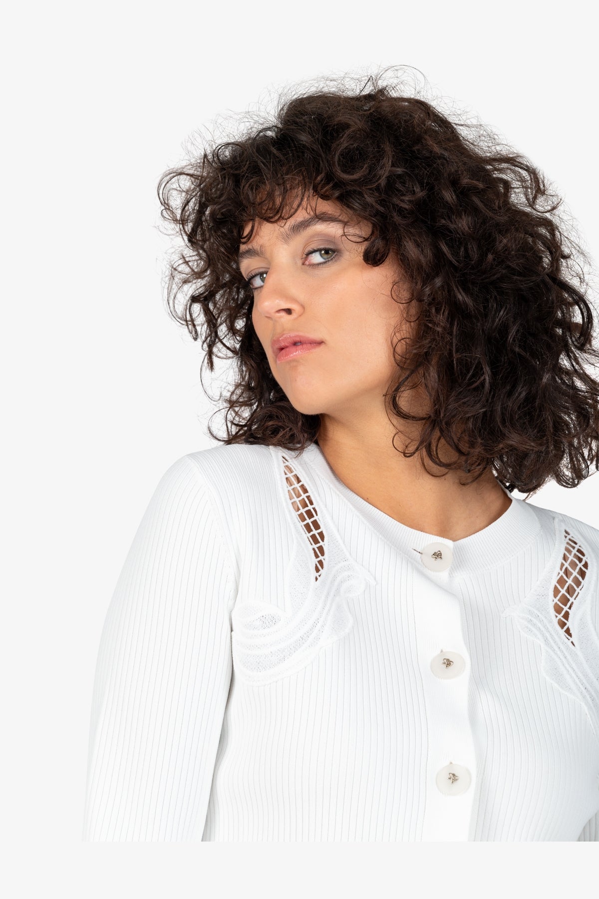 佩斯利刺绣圆领针织开衫