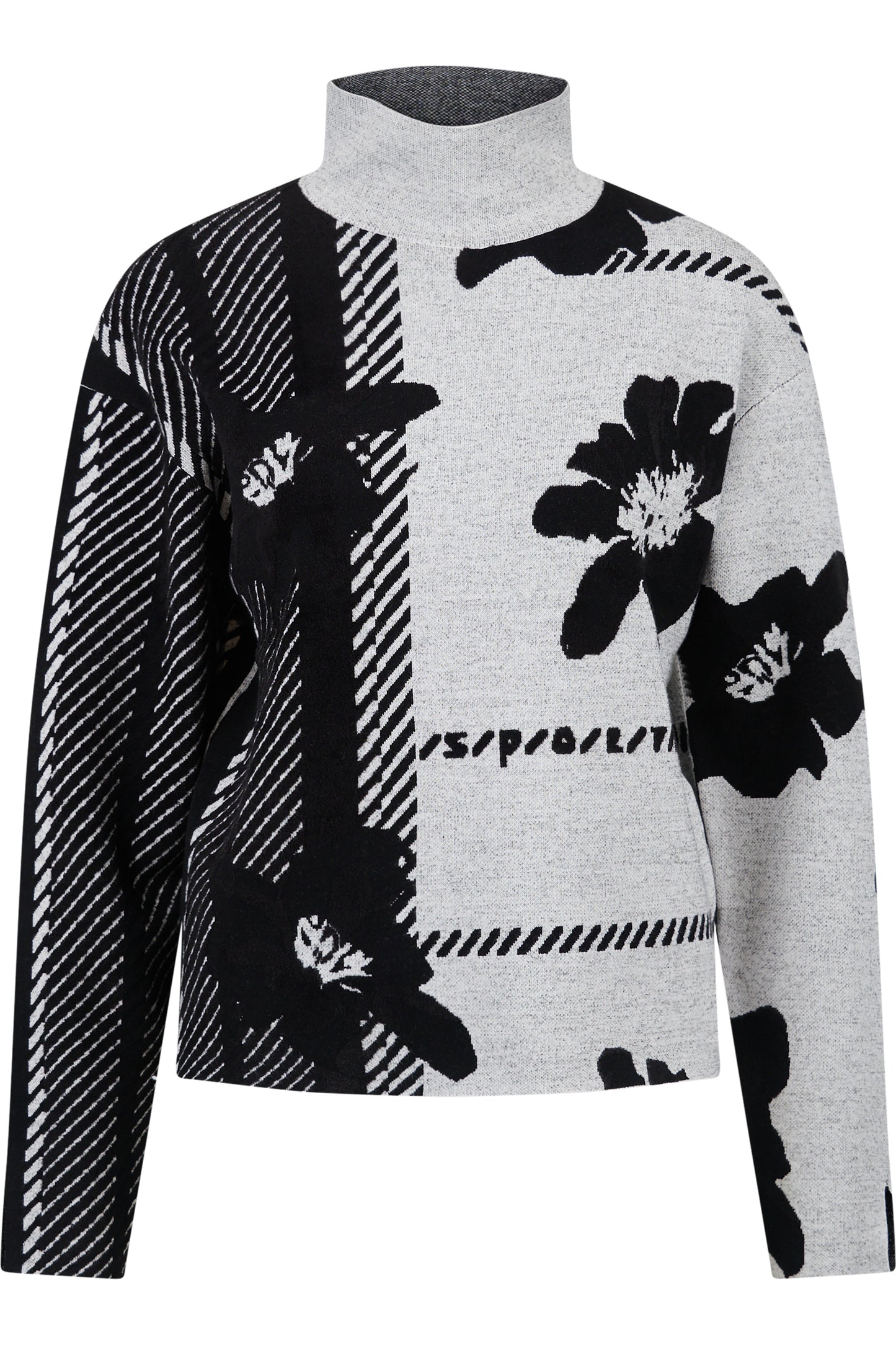 高领提花针织套头衫