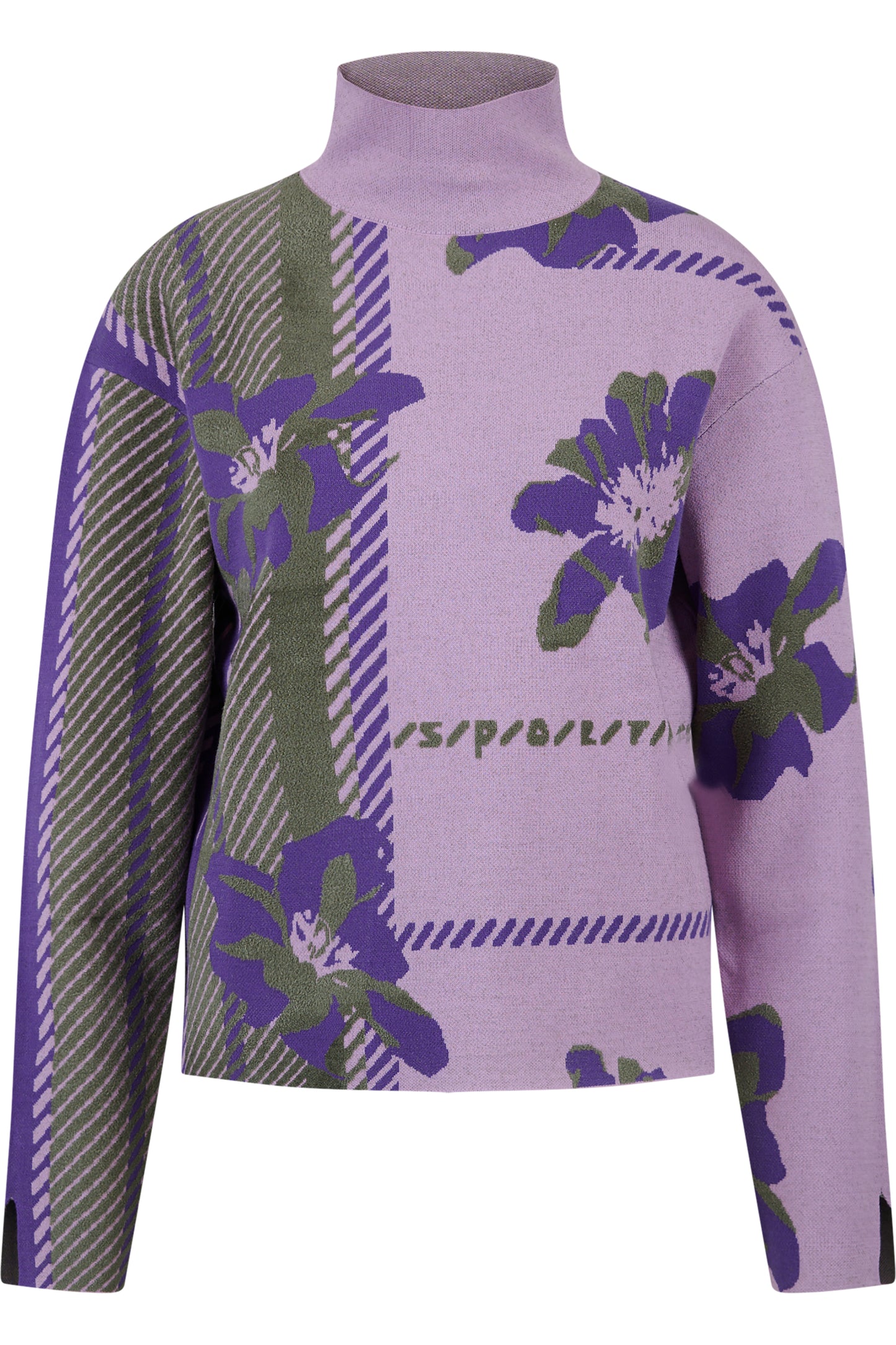 高领提花针织套头衫