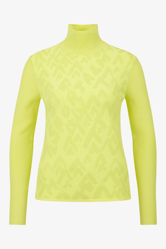 3D提花圖案高領長袖針織套頭衫