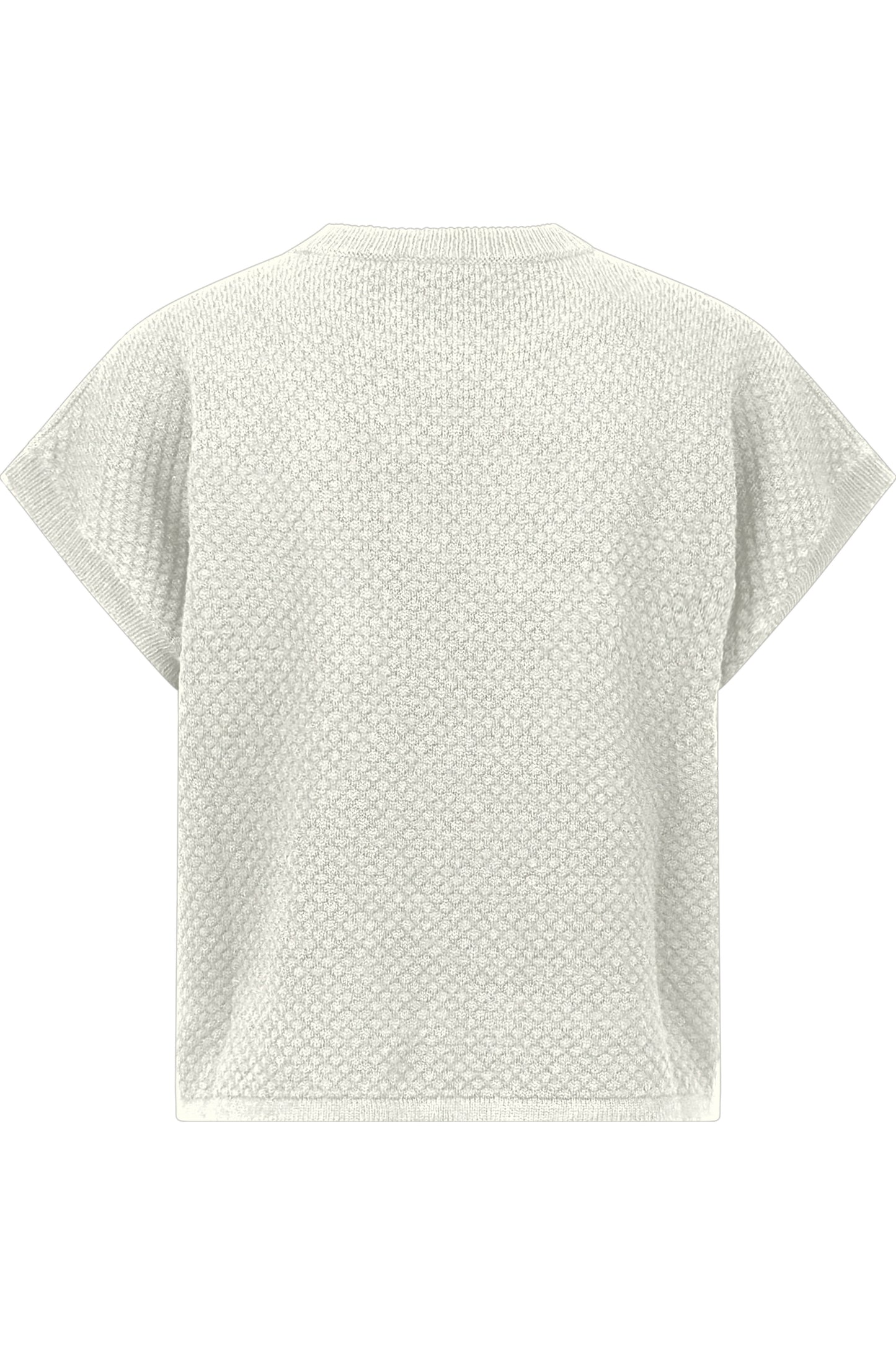 微閃粗眼針織條紋拼接短袖上衣