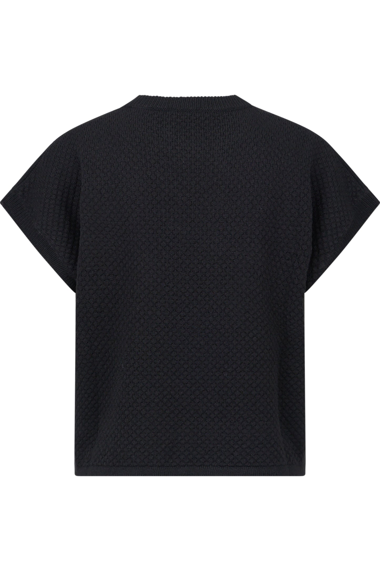 微閃粗眼針織條紋拼接短袖上衣