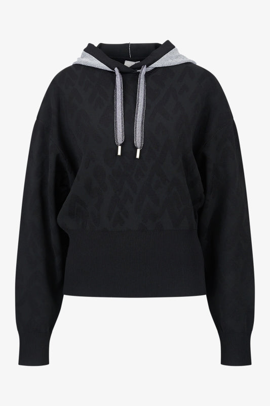 3D提花圖案連帽衛衣