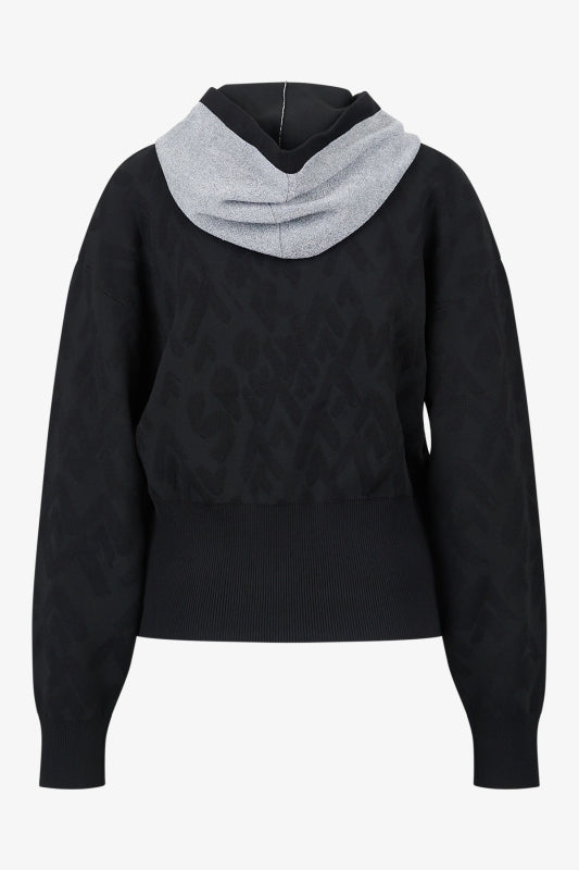 3D提花圖案連帽衛衣