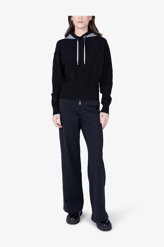 3D提花圖案連帽衛衣