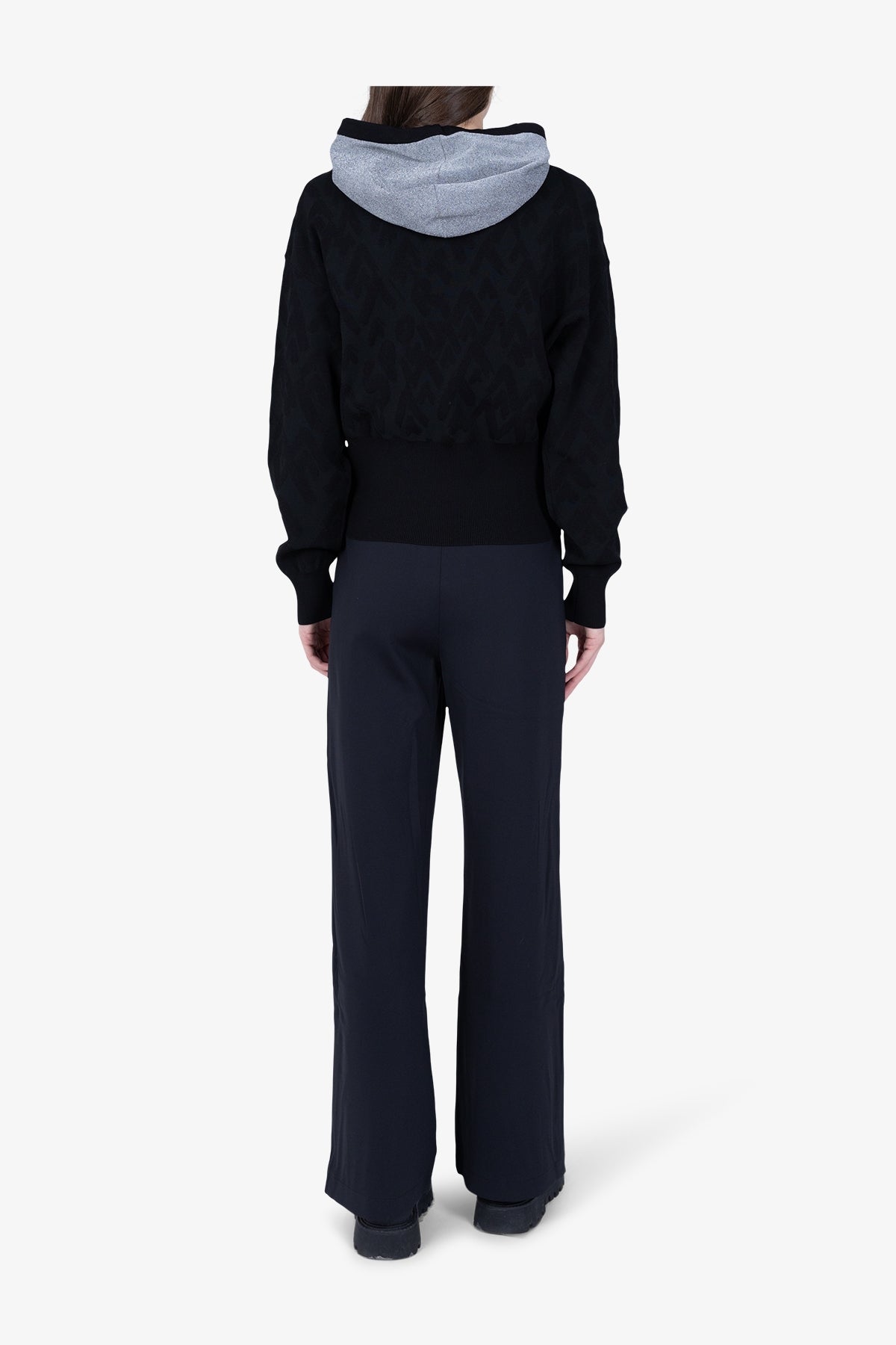 3D提花圖案連帽衛衣