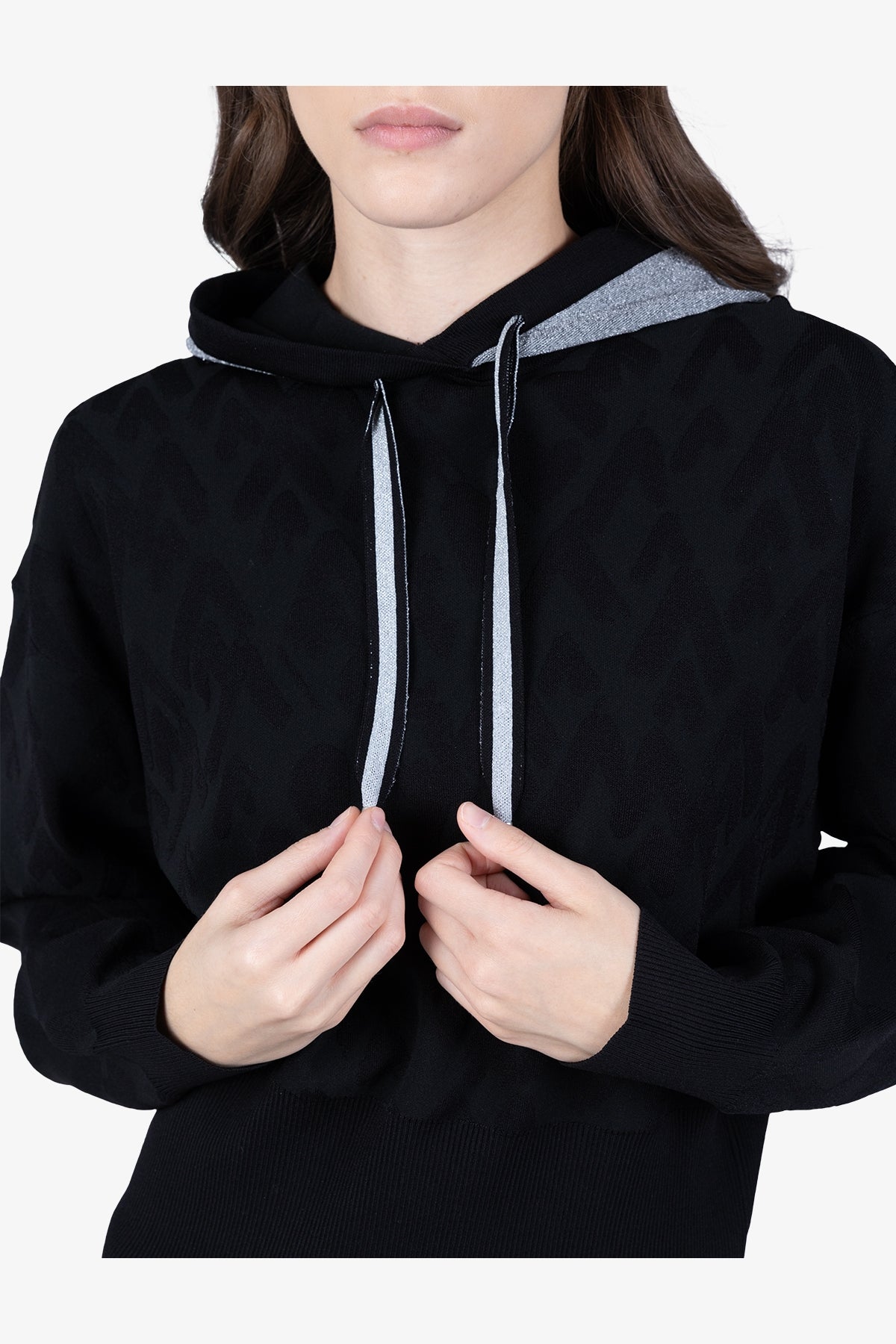 3D提花圖案連帽衛衣