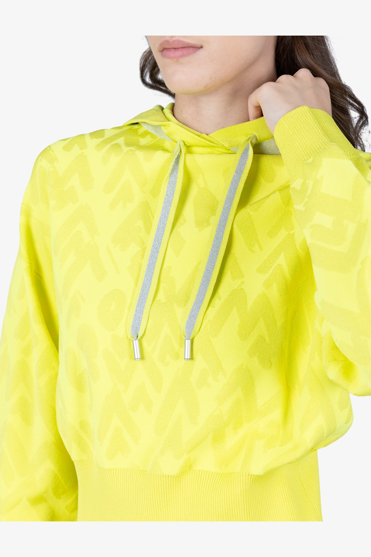 3D提花圖案連帽衛衣