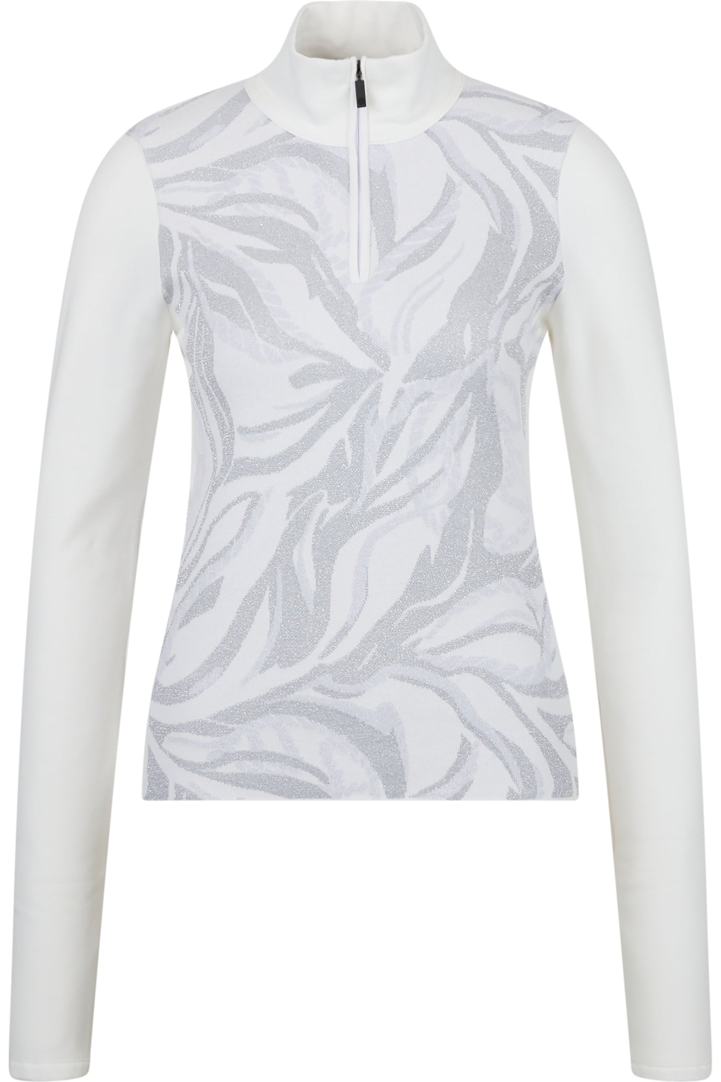 高領提花長袖T恤