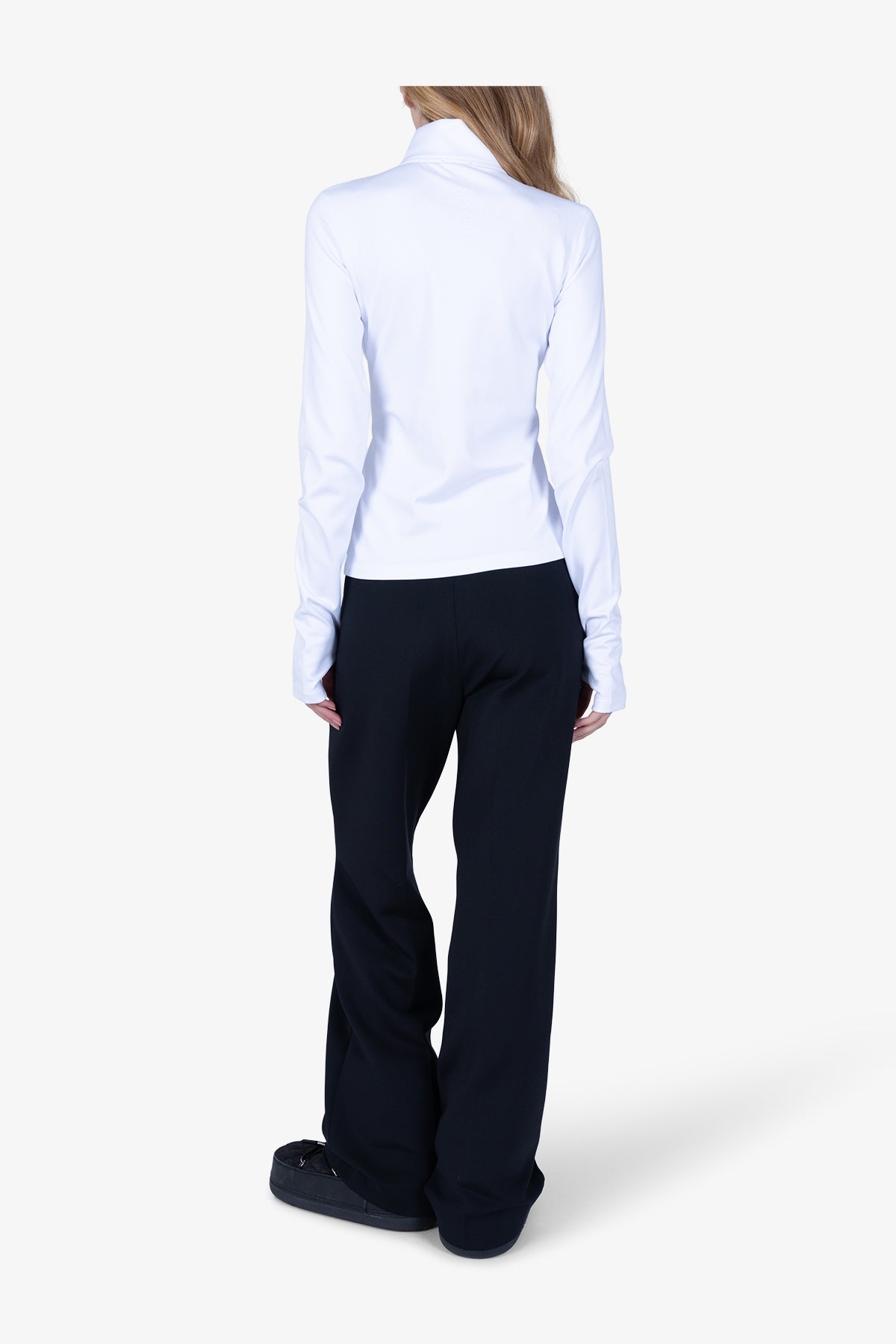 高領提花長袖T恤