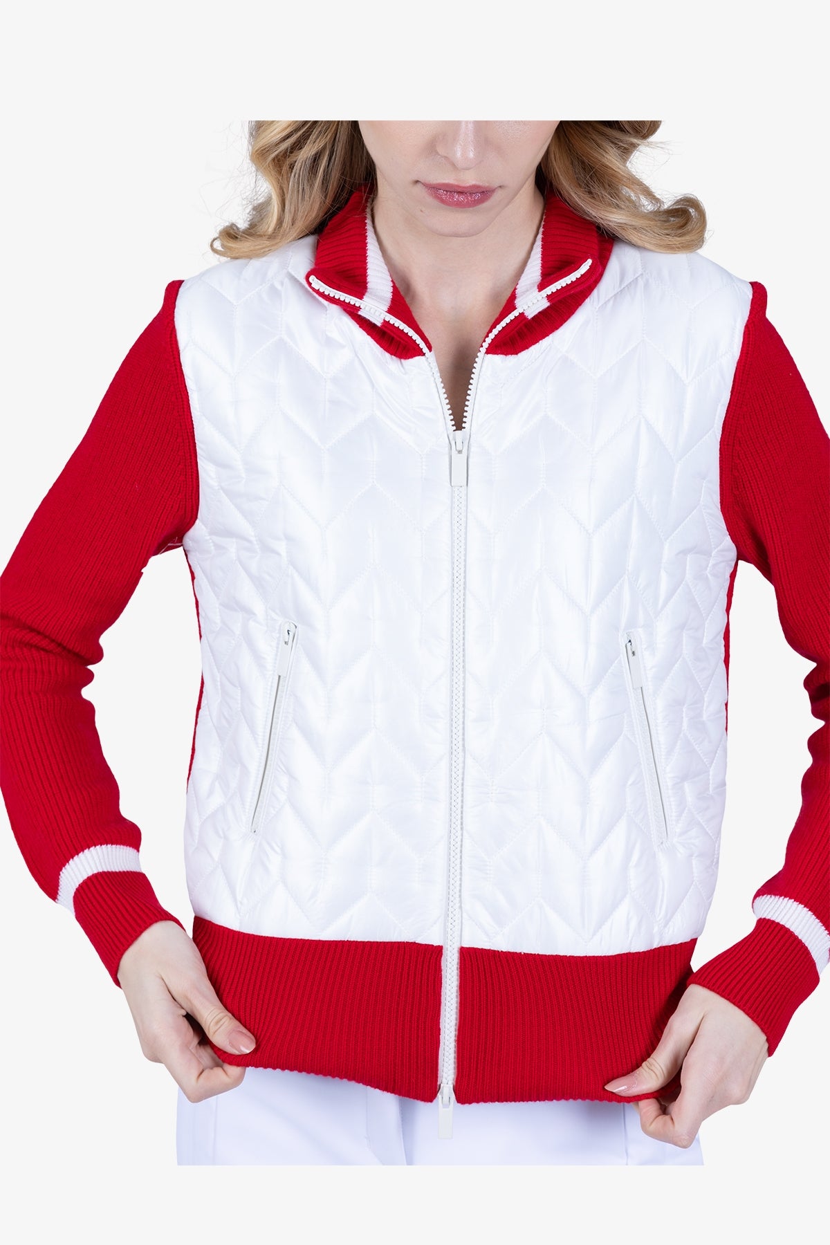 撞色拼接绗缝飞行员夹克