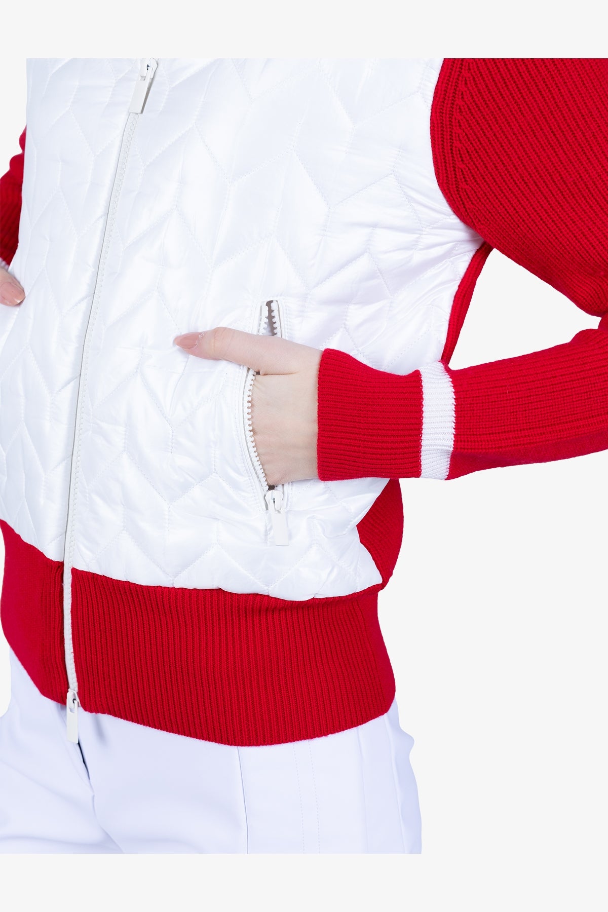 撞色拼接绗缝飞行员夹克