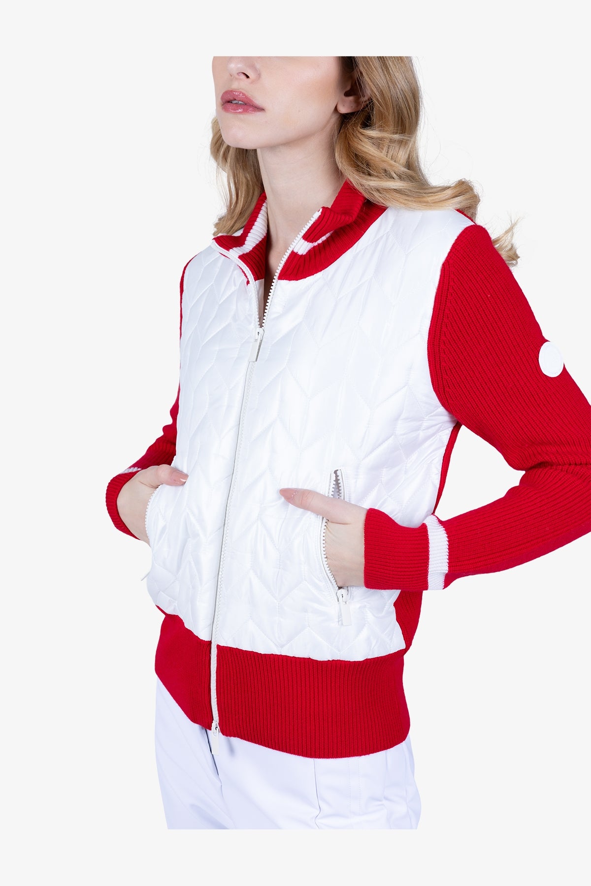 撞色拼接绗缝飞行员夹克