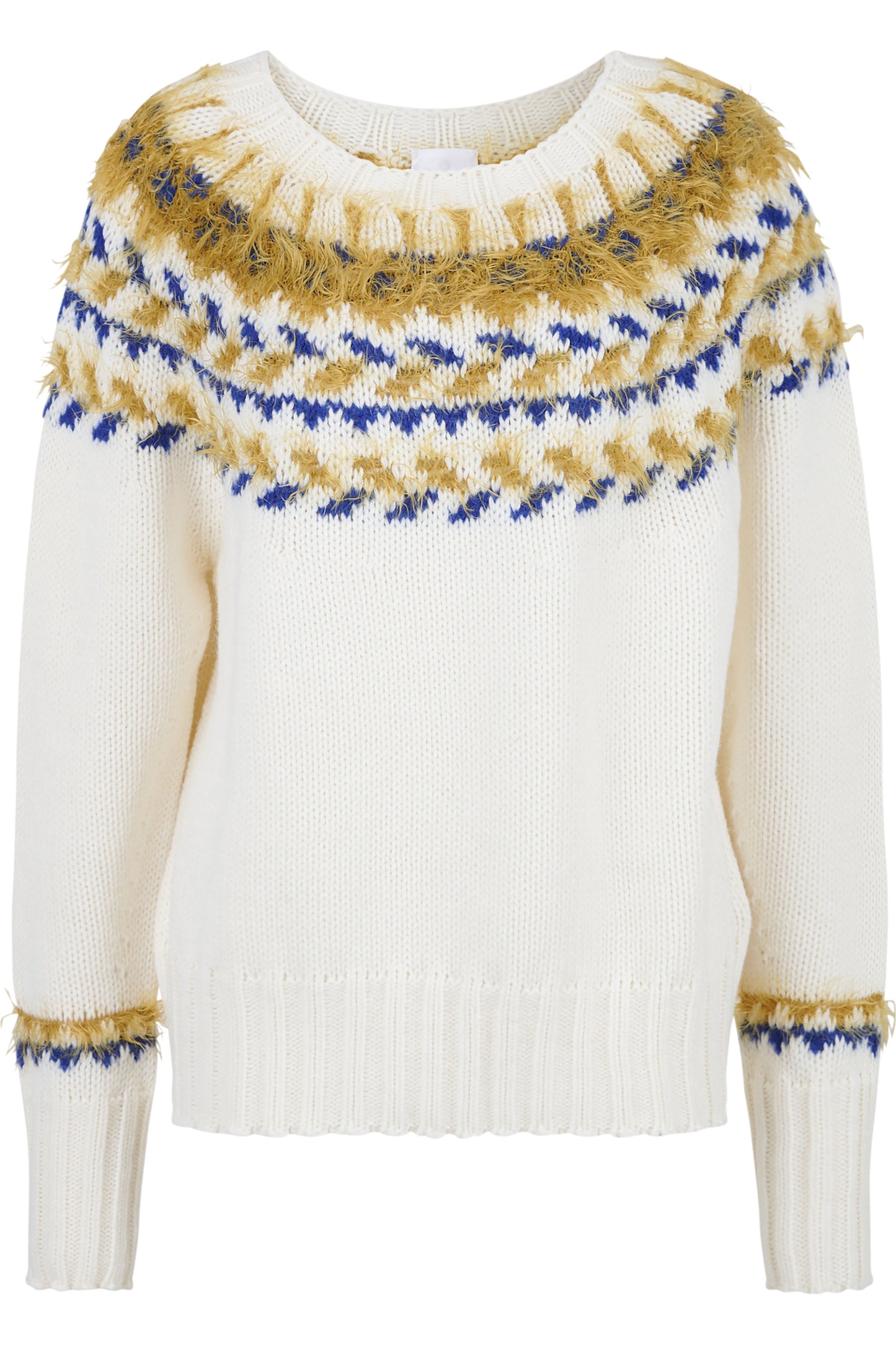 3D提花圖案圓領長袖針織套頭衫