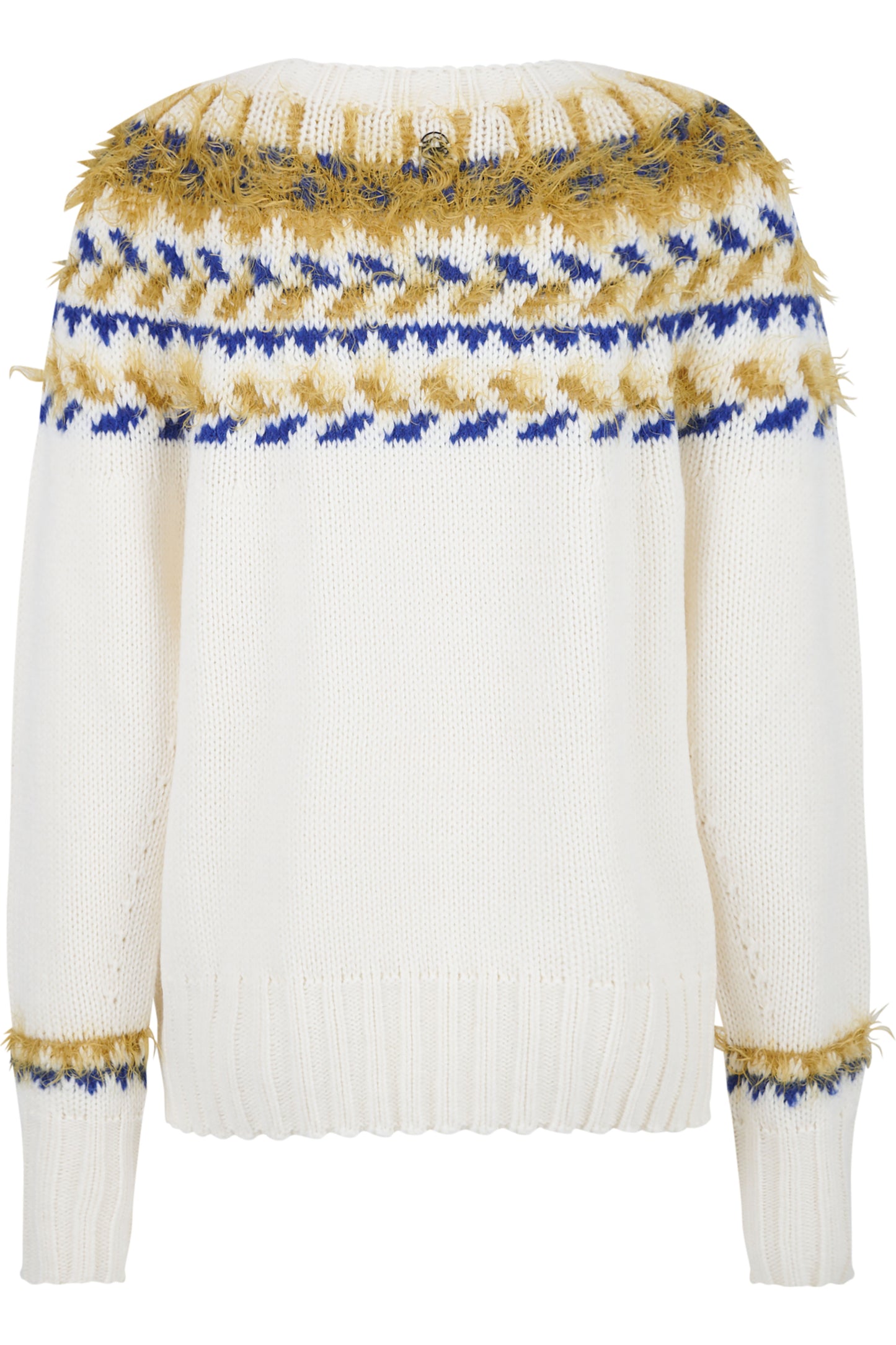 3D提花圖案圓領長袖針織套頭衫