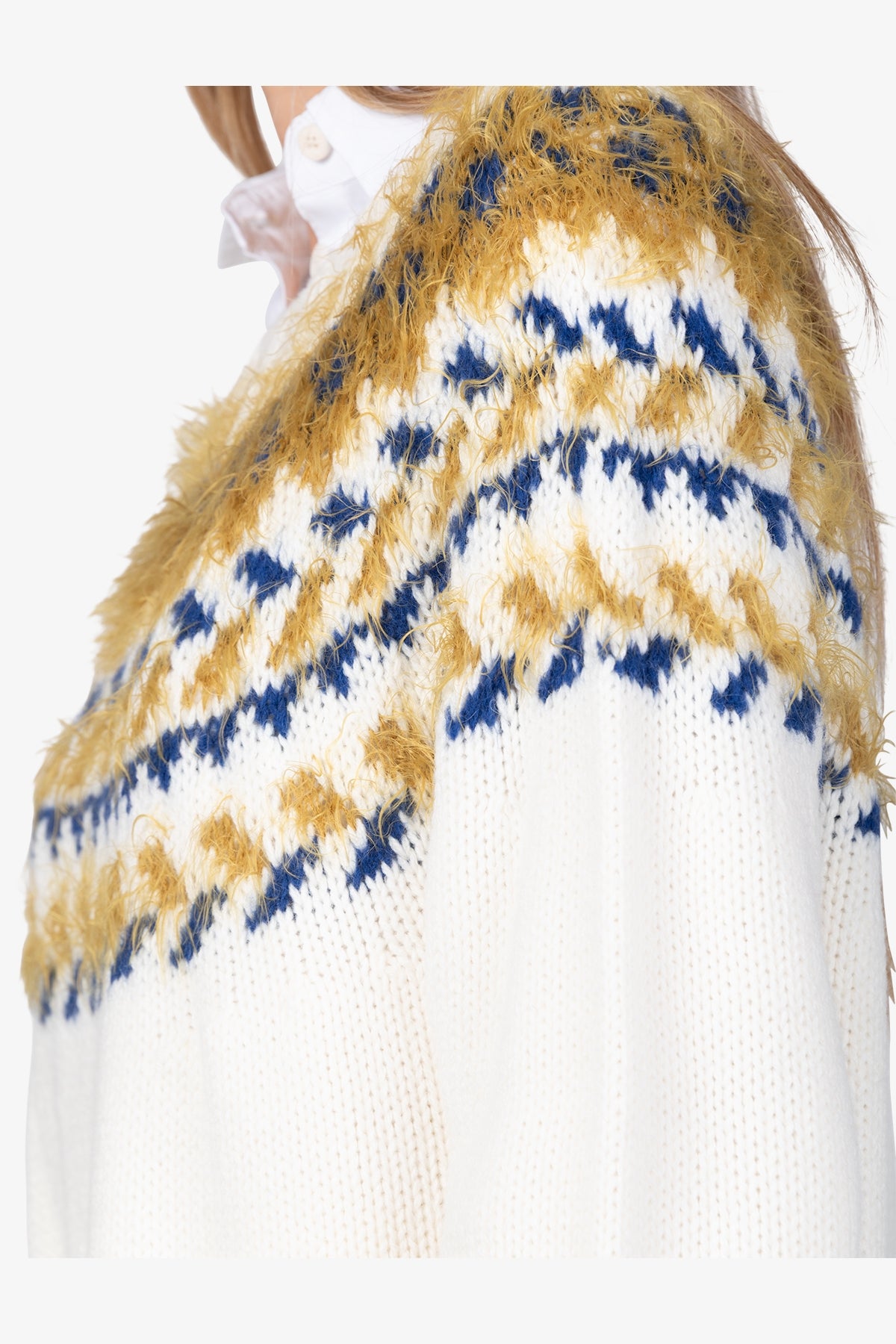 3D提花圖案圓領長袖針織套頭衫