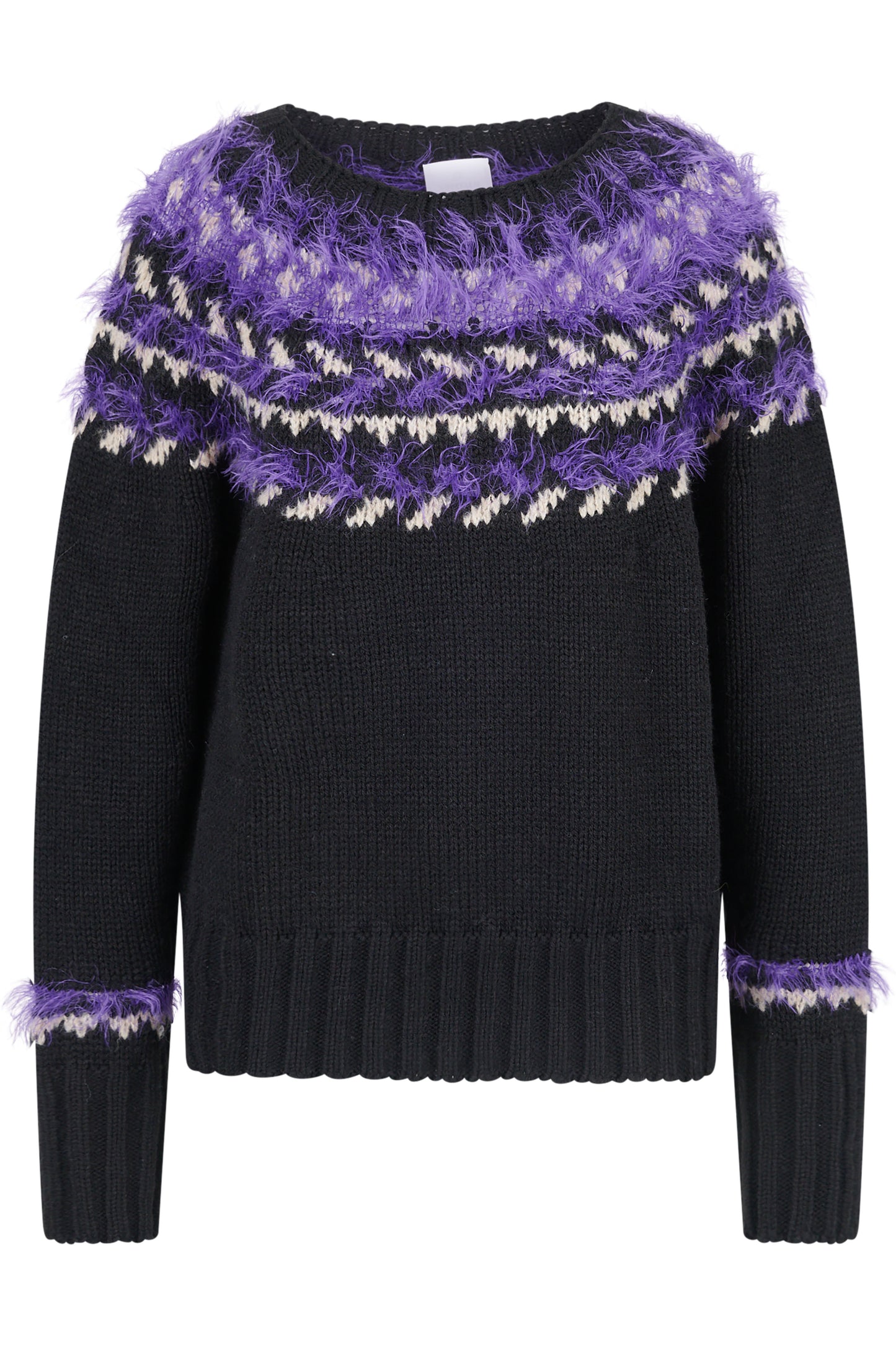 3D提花圖案圓領長袖針織套頭衫