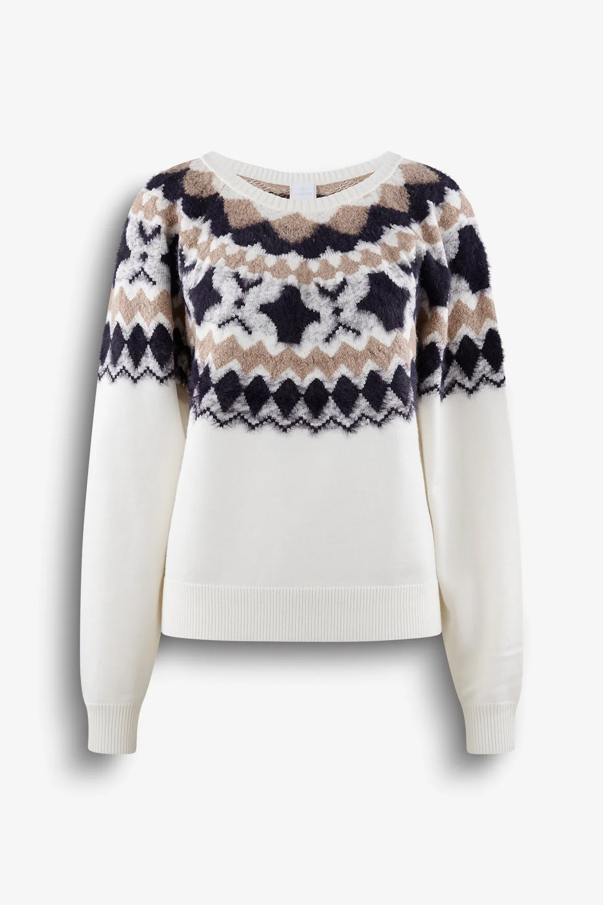 Knit Pullover with 3D Fair Isle Effect