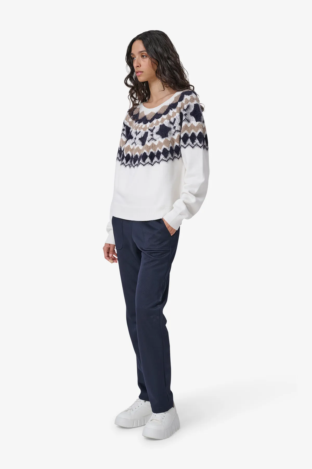 Knit Pullover with 3D Fair Isle Effect