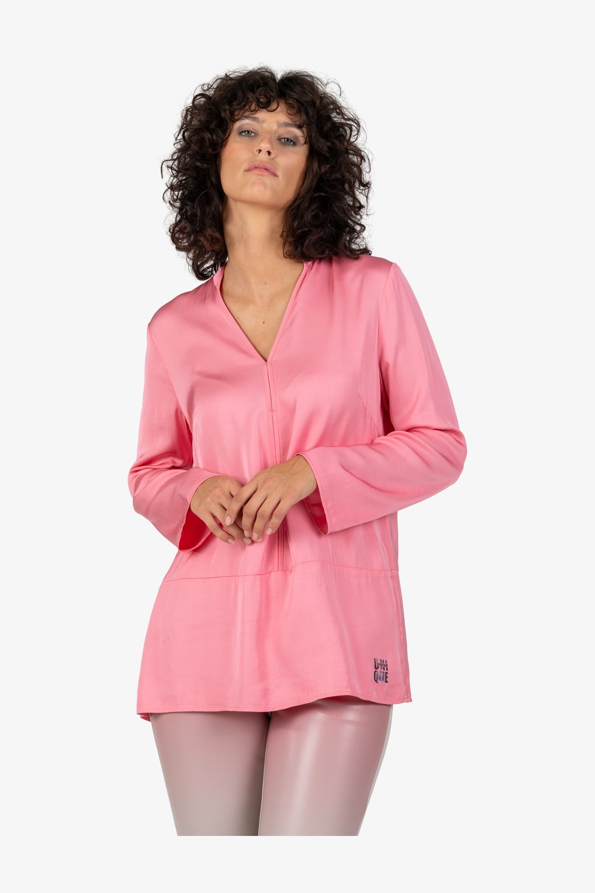 深V小立領長袖上衣