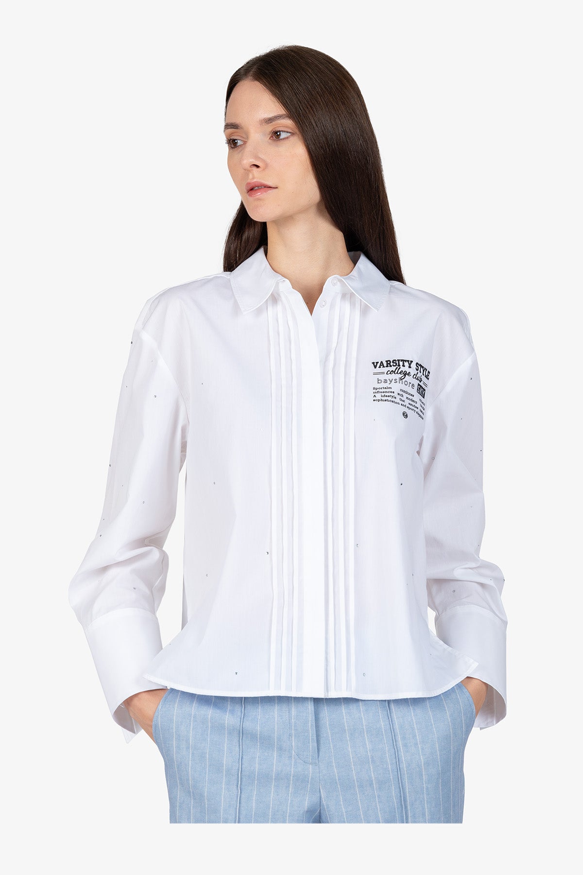 水鑽裝飾印字襯衣