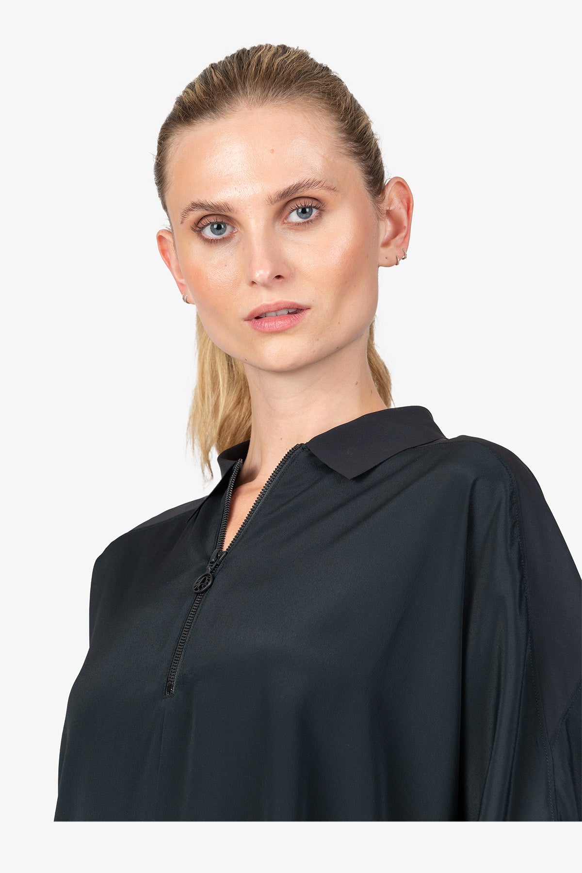 拉链衬衫领休闲上衣