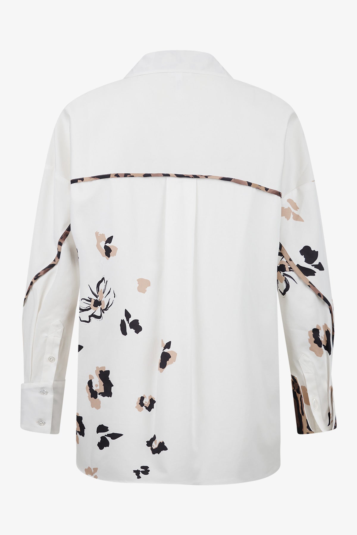 不對稱印花長袖襯衫