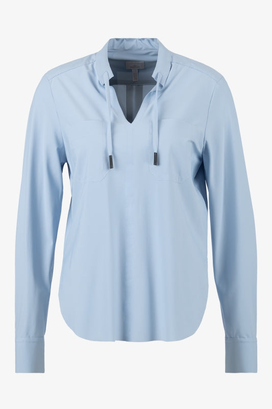 Sporty Slip-on Blouse with Stand-up Collar
