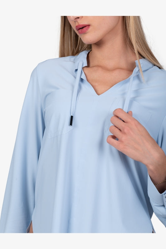 Sporty Slip-on Blouse with Stand-up Collar