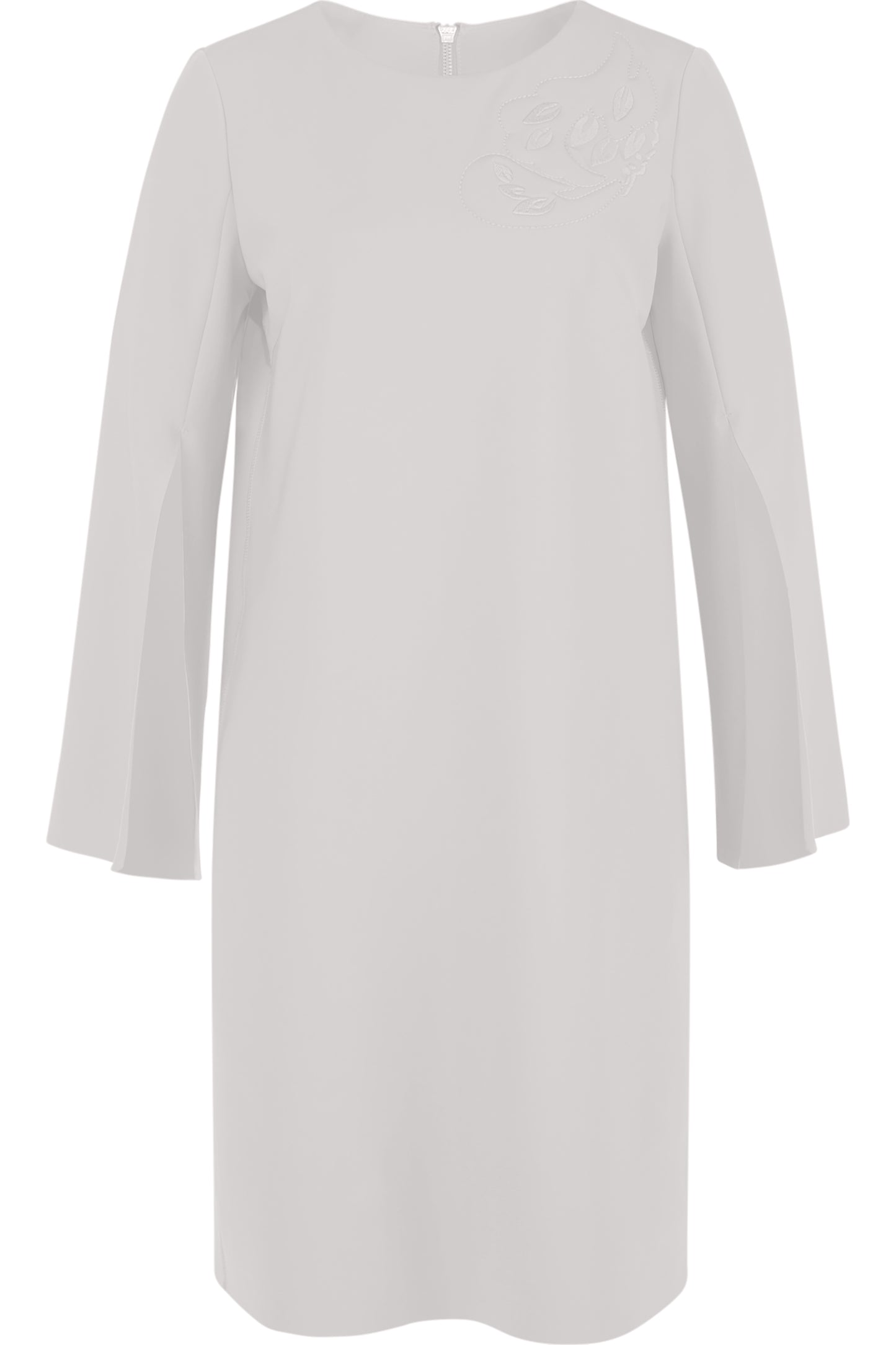 花朵刺繡圓領連衣裙