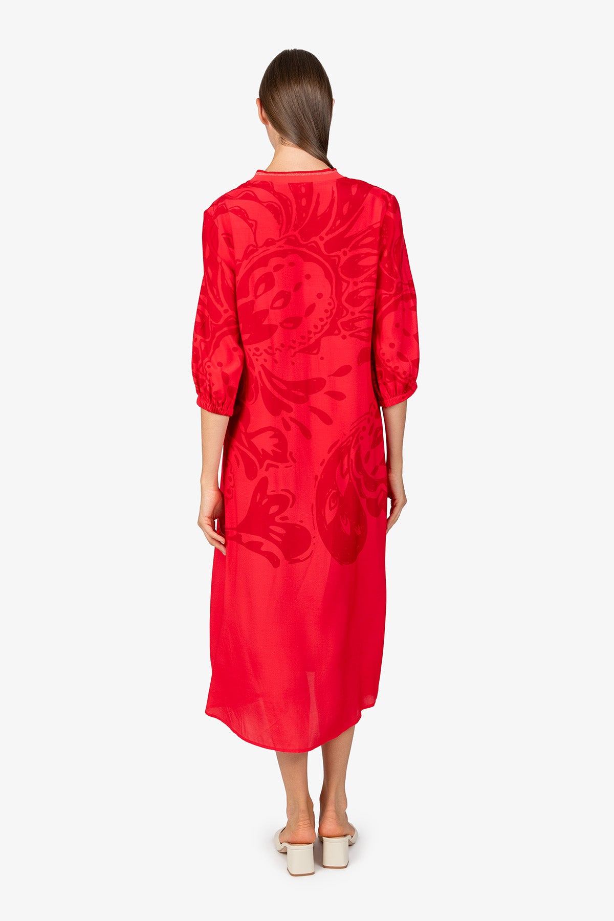 Maxi Dress with Stand-up Collar