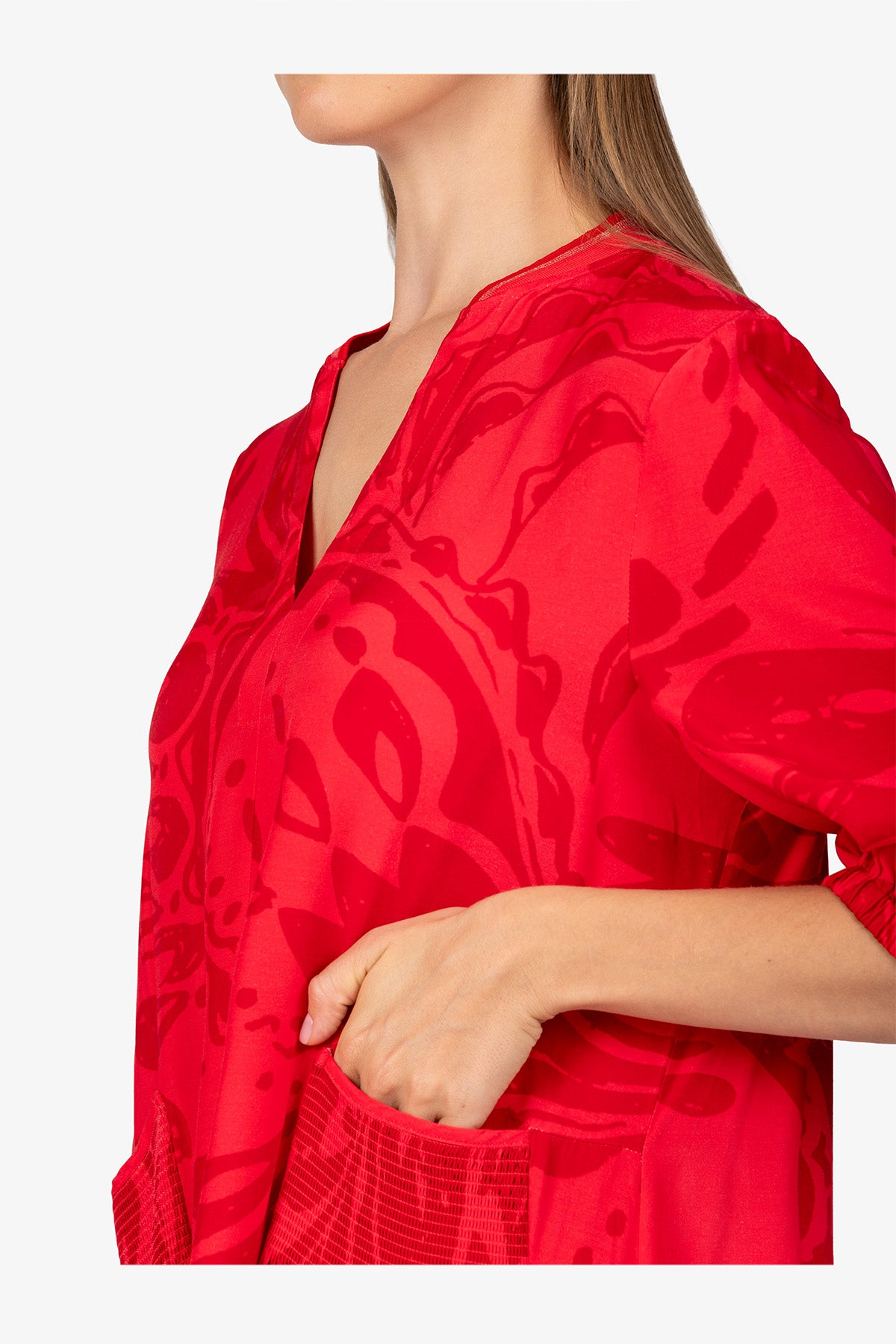 Maxi Dress with Stand-up Collar