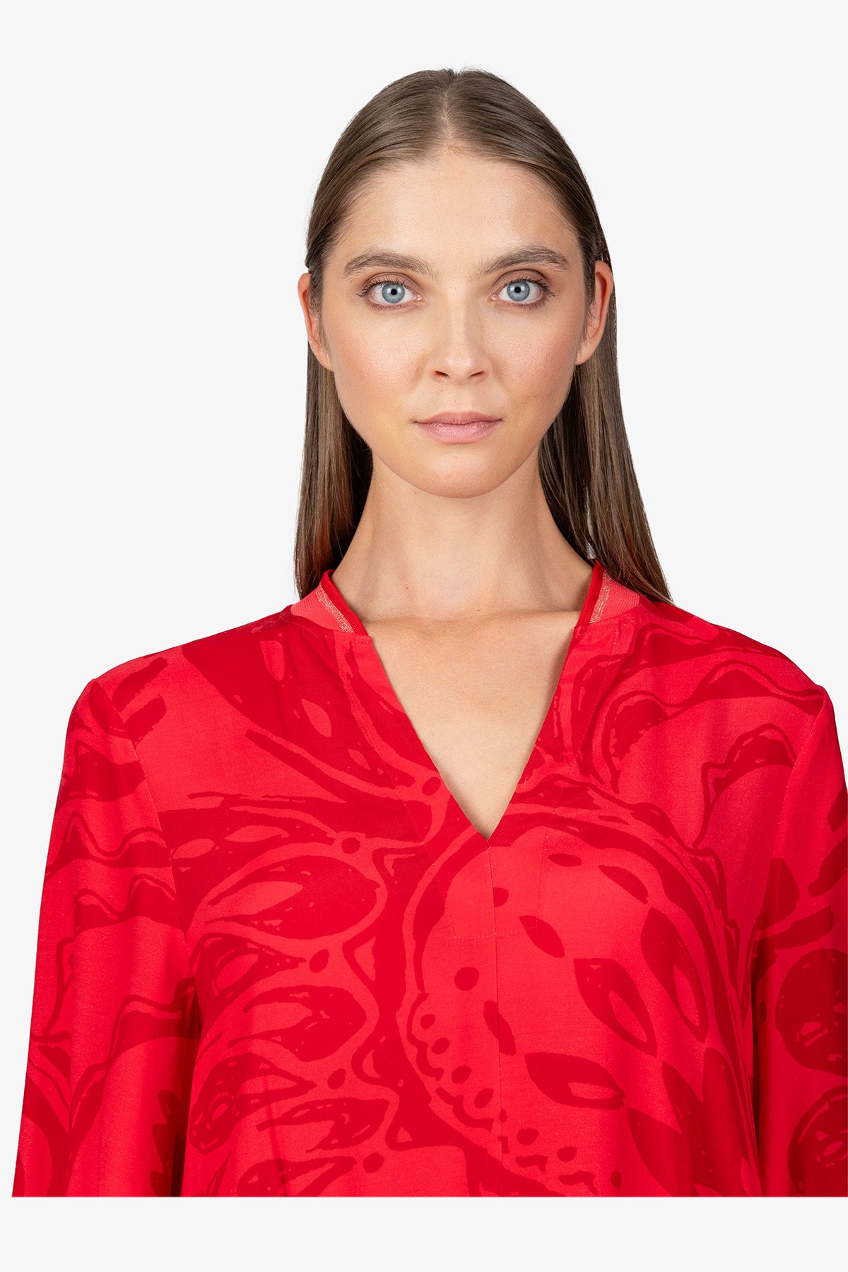 Maxi Dress with Stand-up Collar