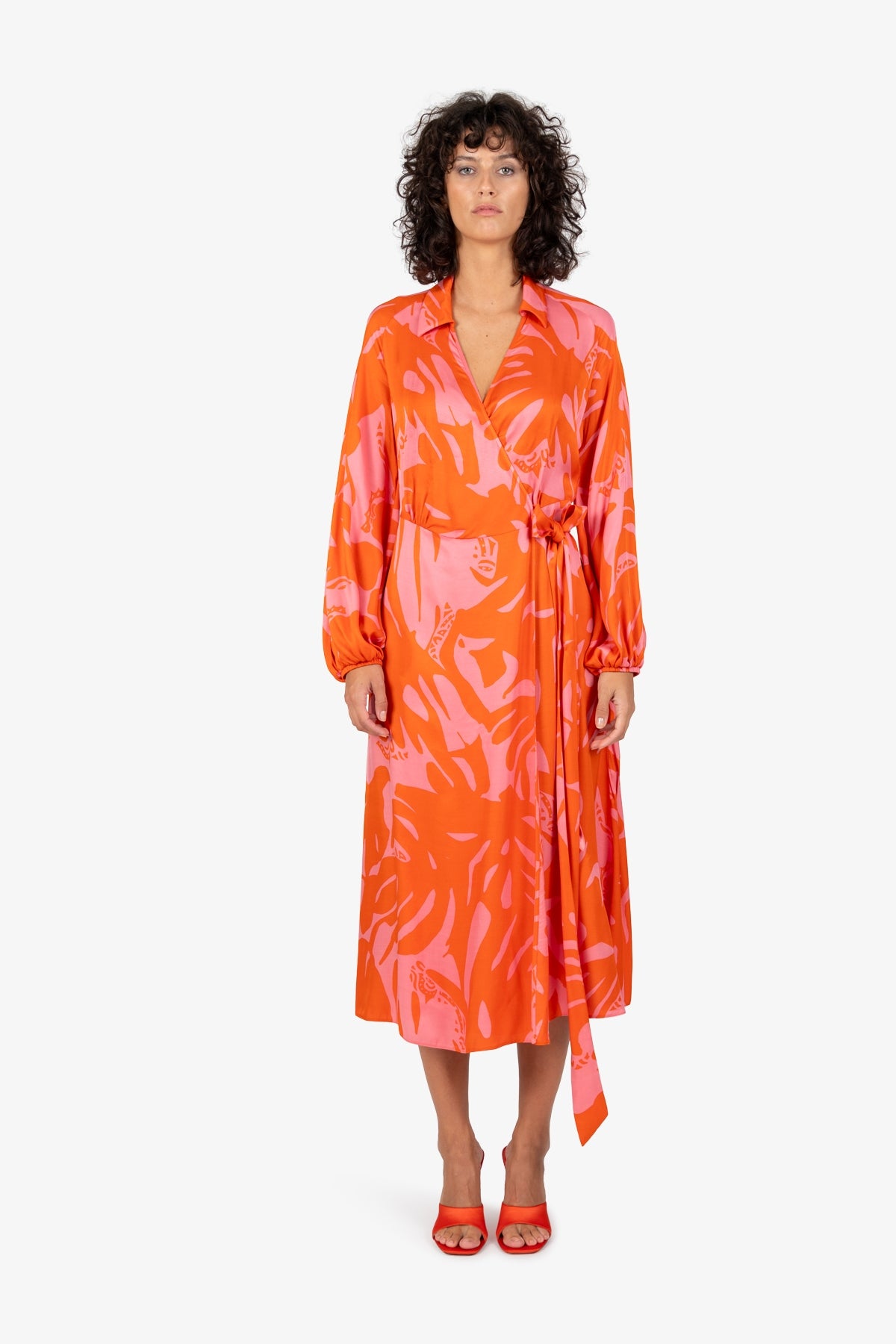 Long-sleeve Wrap Dress