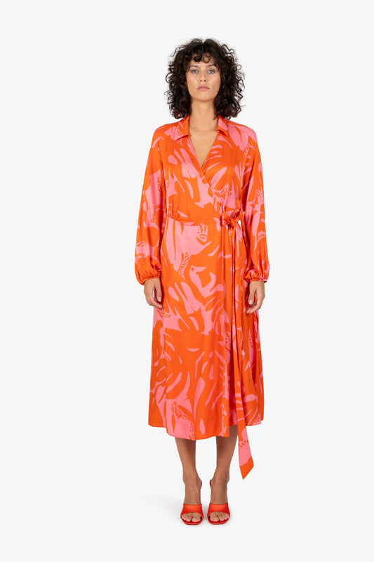 Long-sleeve Wrap Dress