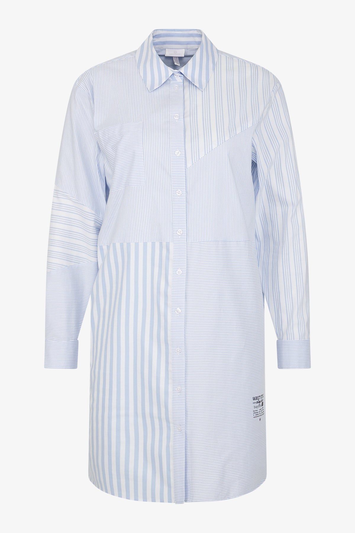 不對稱粗細條紋圖案襯衫連衣裙