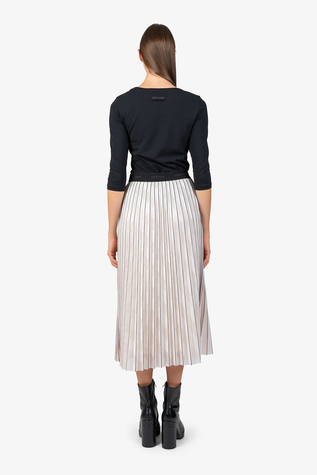 Logo印字鬆緊腰百褶半身裙