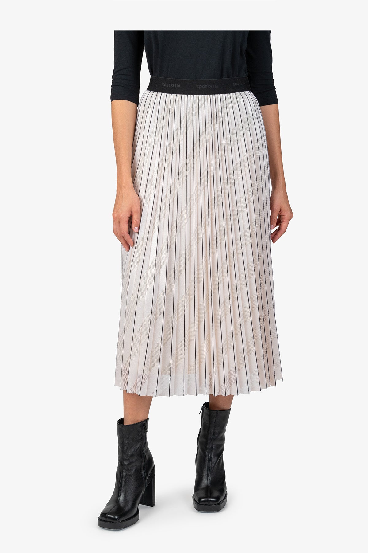 Logo印字鬆緊腰百褶半身裙