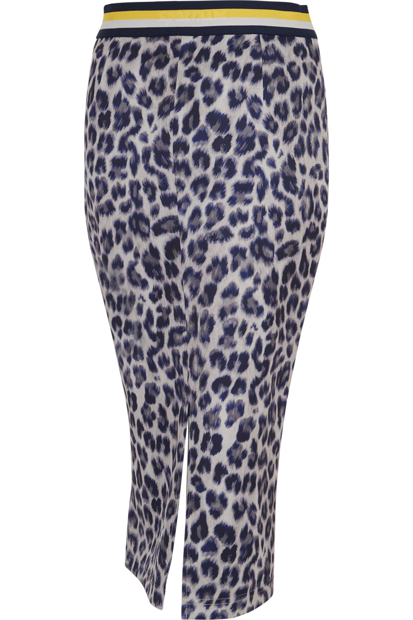 Logo條紋鬆緊腰豹紋印花半身裙