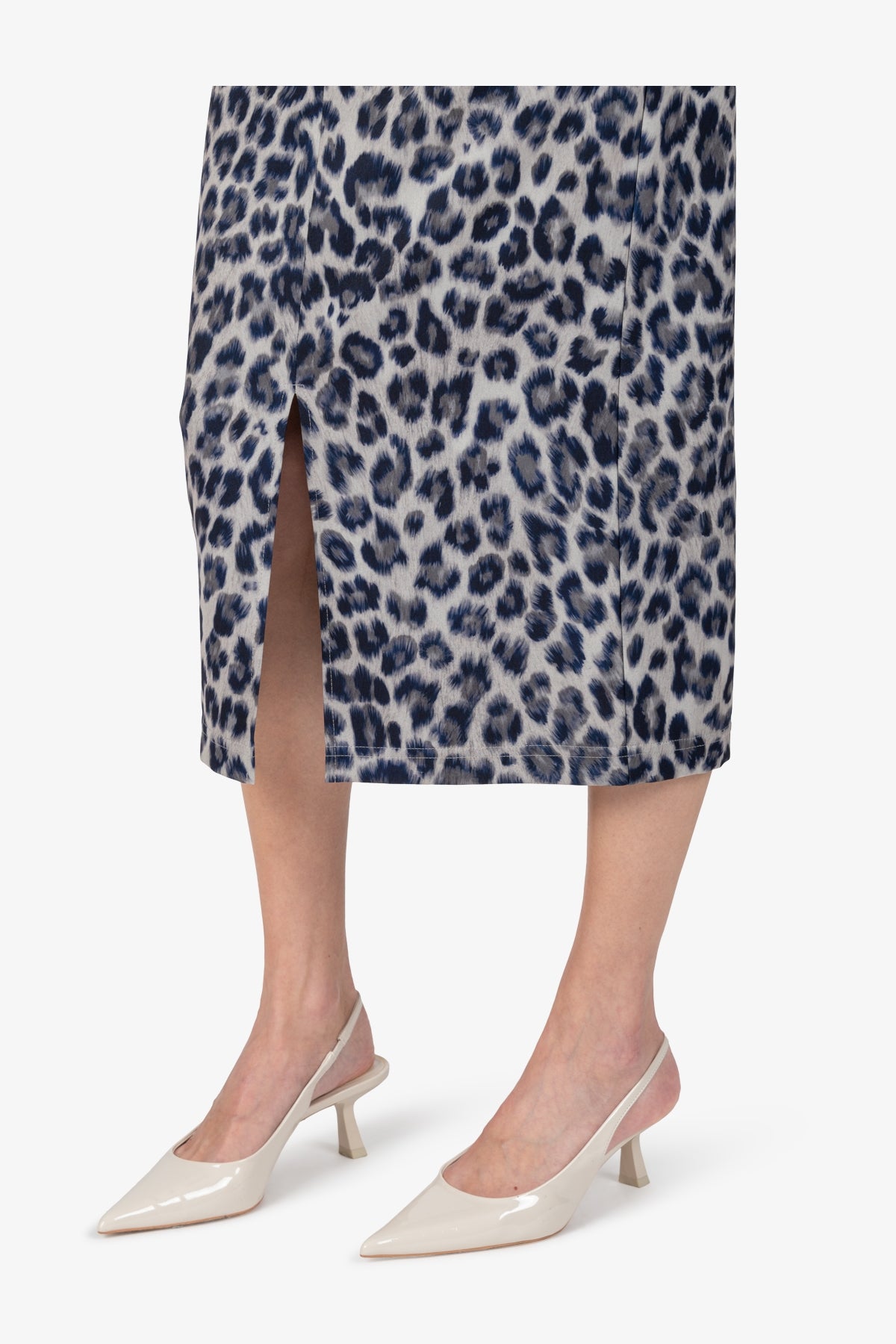 Logo條紋鬆緊腰豹紋印花半身裙