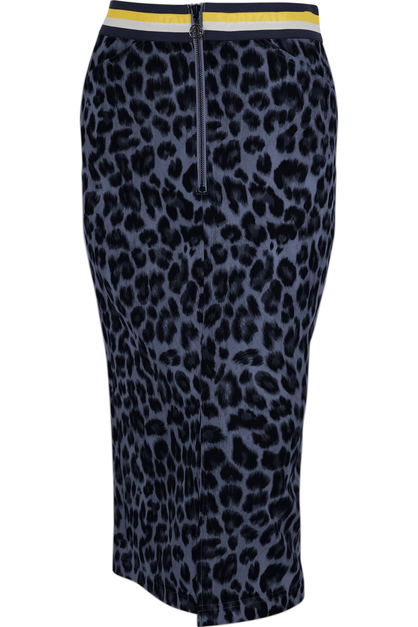 Logo條紋鬆緊腰豹紋印花半身裙