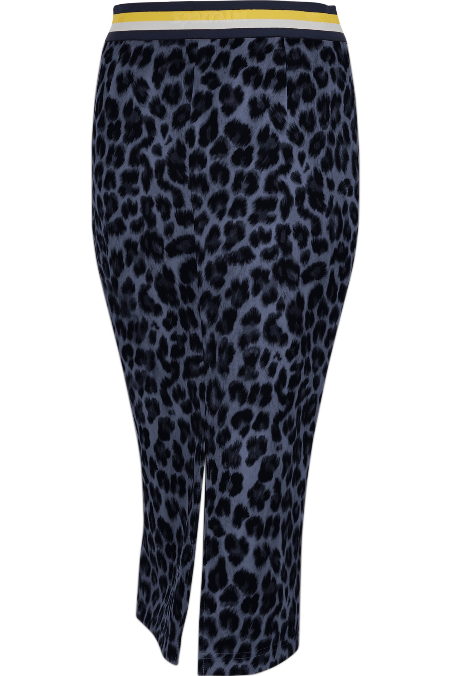 Logo條紋鬆緊腰豹紋印花半身裙