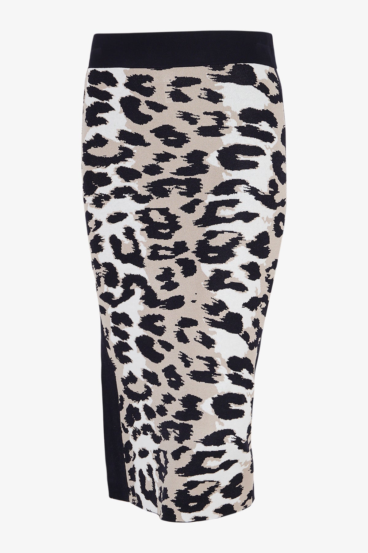 鬆緊腰豹紋提花針織半身裙